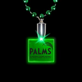Flashing Illuminated Green Square Charm w/ Mardi Gras Beads